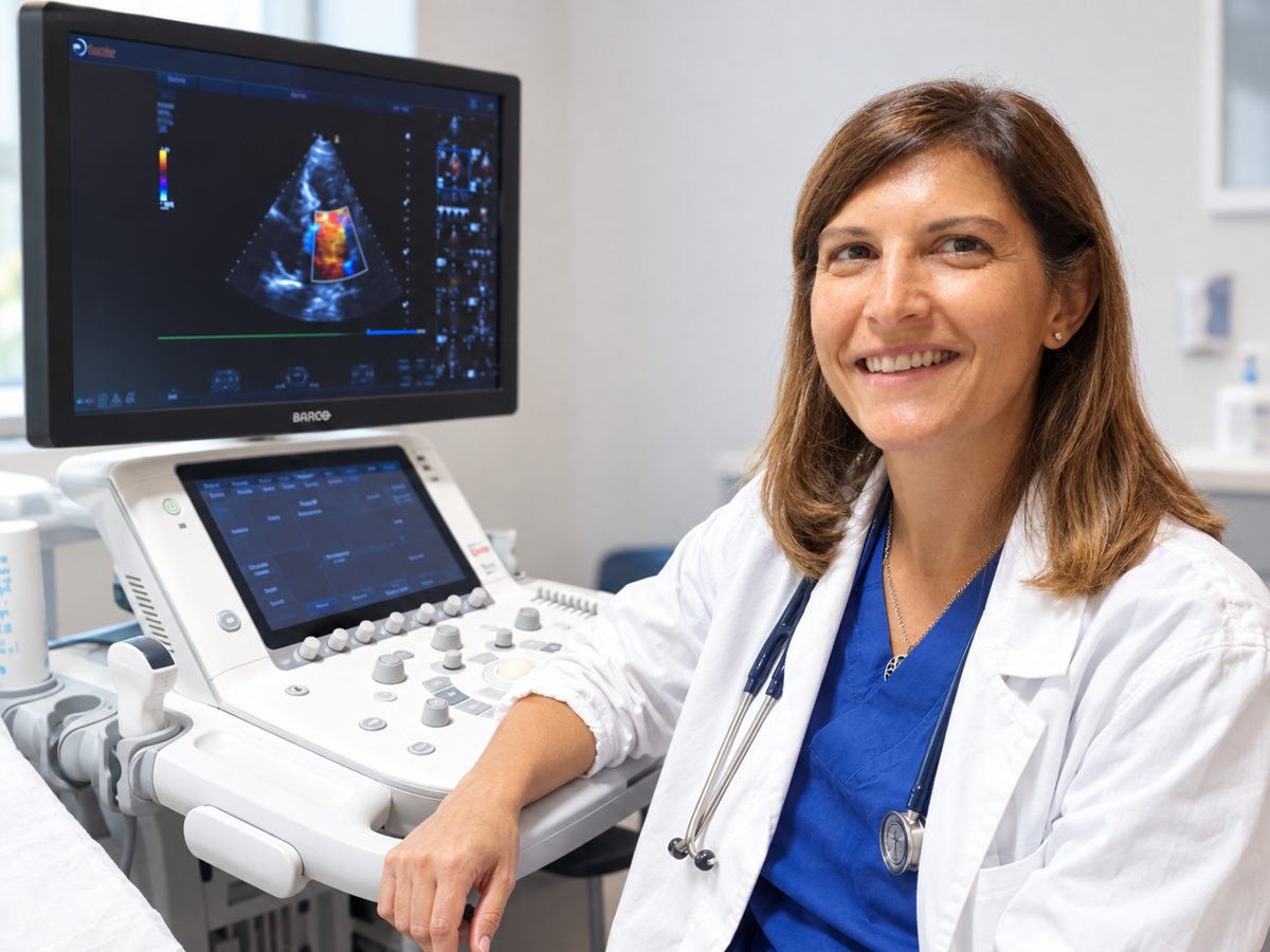 La Dott.ssa Alloni all'ecocardiografo